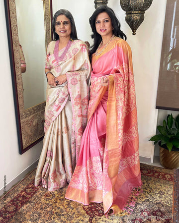 EE-V13710 Pink Tussar Silk Batik