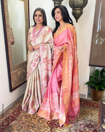 EE-V13710 Pink Tussar Silk Batik