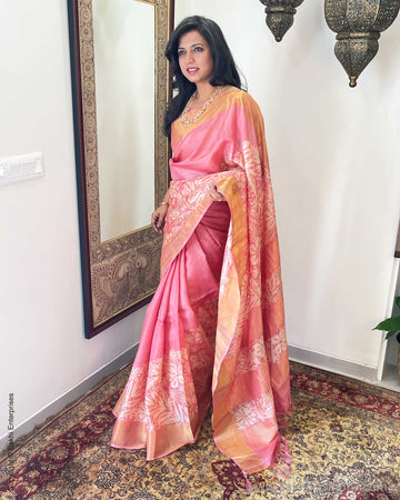 EE-V13710 Pink Tussar Silk Batik