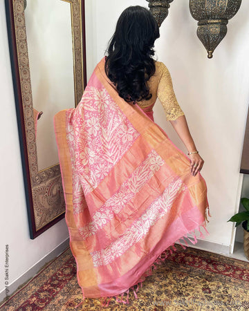 EE-V13710 Pink Tussar Silk Batik