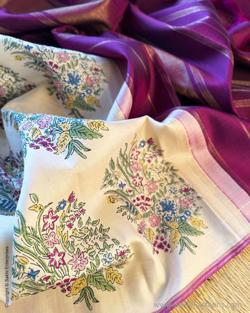 DP-Y10097 Purple Kanchi floral Sari