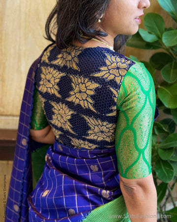 BL-W13717 Blue Green Kanchi CutWork Blouse