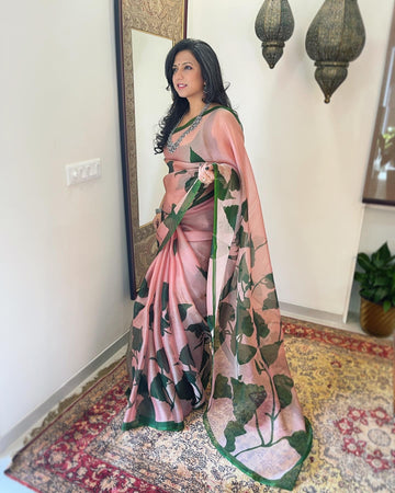 EE-V00410 Rose Organza Saree