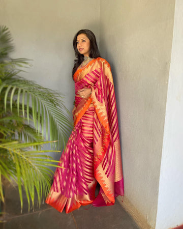 EE-V16366 Red Banarsi Kora Sari