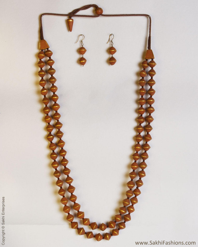 ATDP-21530 - Orange & Gold Terracotta Mala