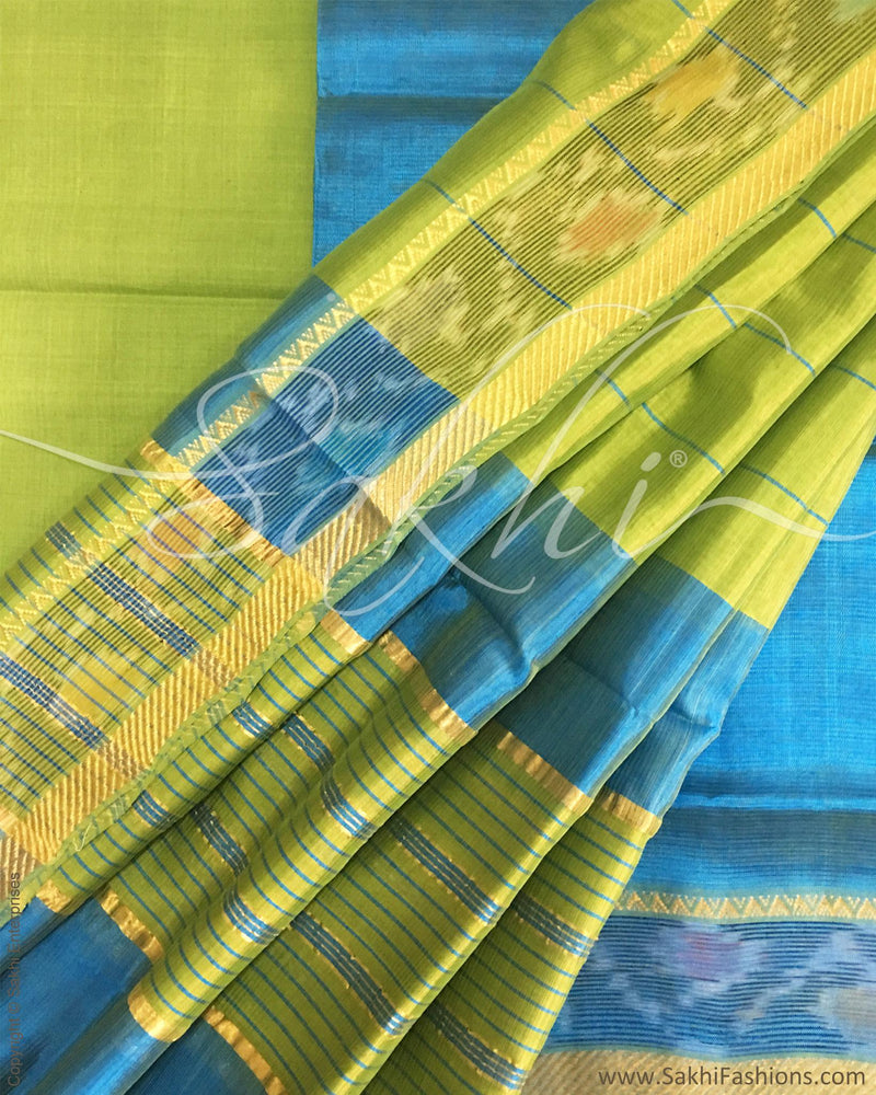 RTQ-5823 - Blue & Green Silk & Cotton Salwar Set
