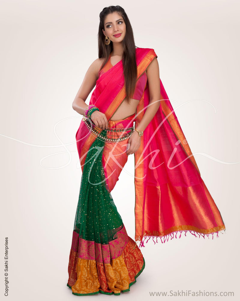SR-0582 - Pink & Multi   Pure Kanchivaram Silk Saree