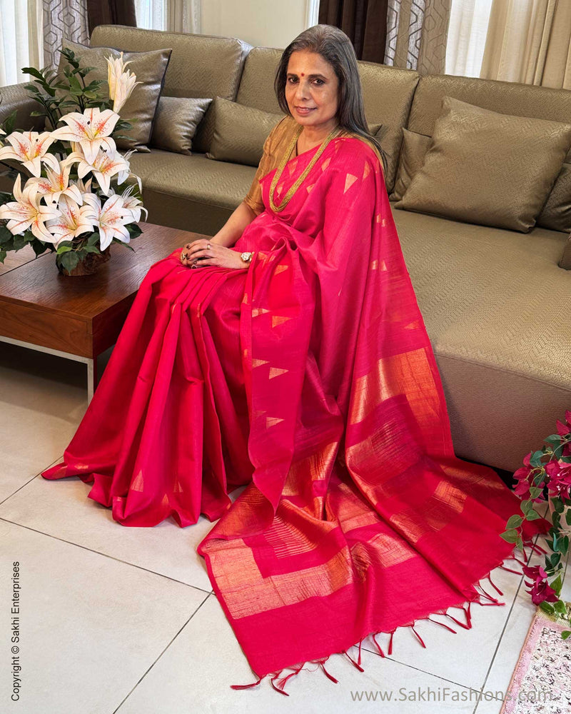 EE-Y04678 Red Rawsilk sari