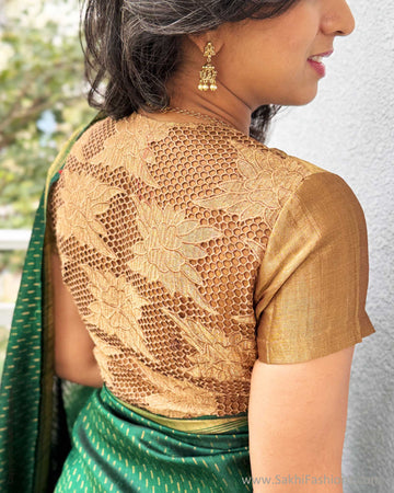 EE-Y04649 Green Rawsilk Sari