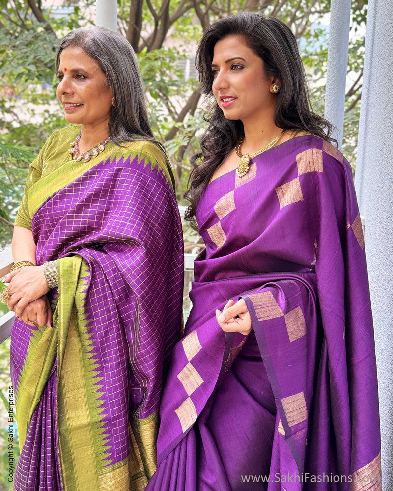 EE-Y04659 Purple Green Rawsilk sari