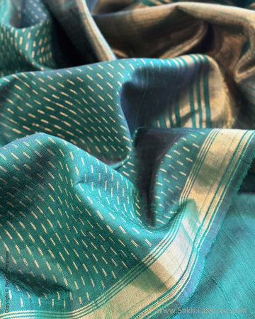 EE-Y04649 Green Rawsilk Sari