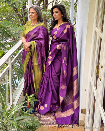EE-Y04676 Purple Rawsilk sari