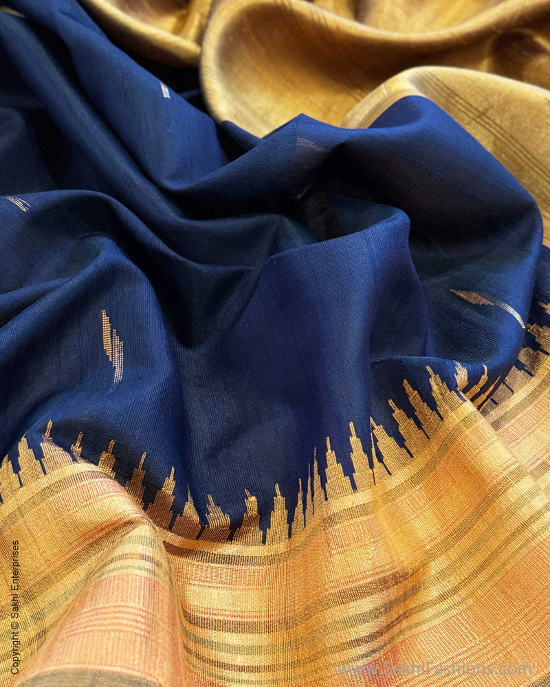 EE-Y04644 Blue Rawsilk Saree