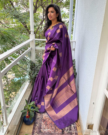 EE-Y04676 Purple Rawsilk sari