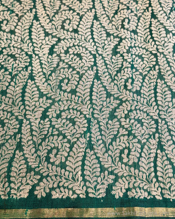 EE-Y04674 Green Rawsilk Sari