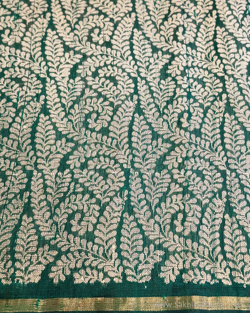 EE-Y04674 Green Rawsilk Sari