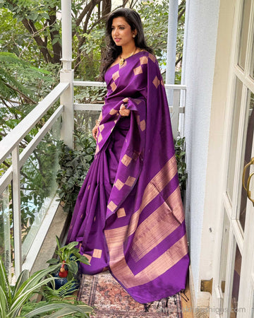 EE-Y04676 Purple Rawsilk sari