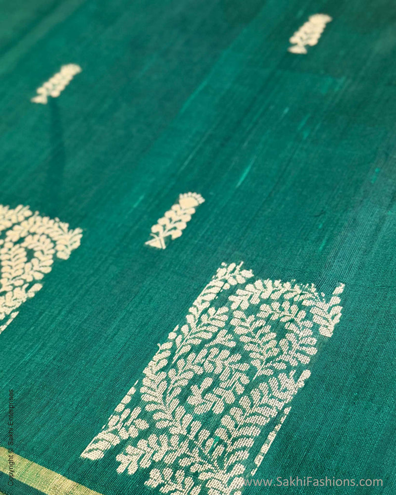 EE-Y04674 Green Rawsilk Sari