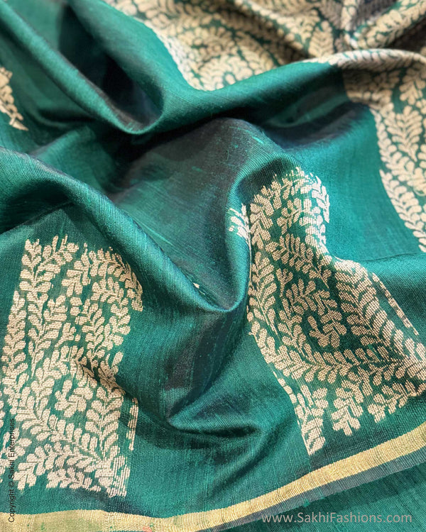 EE-Y04674 Green Rawsilk Sari