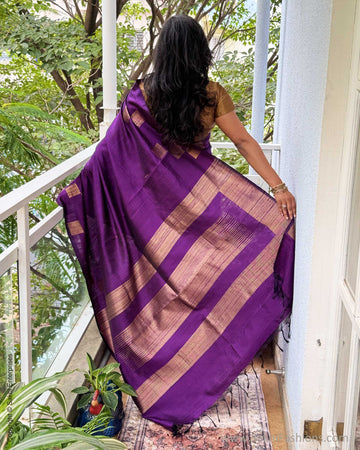 EE-Y04676 Purple Rawsilk sari