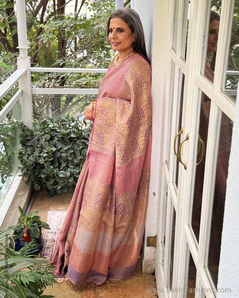 EE-Y03707 Jamdhani Purple Tissue Sari