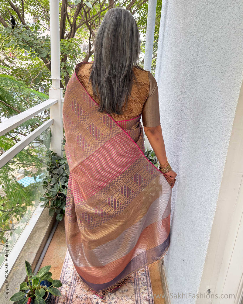 EE-Y03707 Jamdhani Purple Tissue Sari