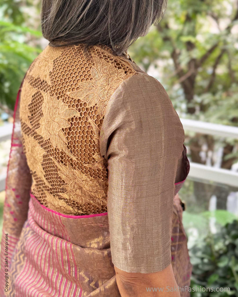 EE-Y03707 Jamdhani Purple Tissue Sari