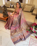 EE-Y03707 Jamdhani Purple Tissue Sari