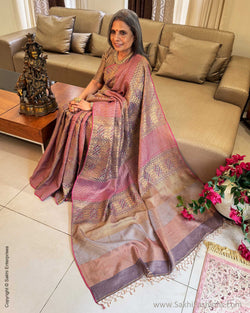 EE-Y03707 Jamdhani Purple Tissue Sari