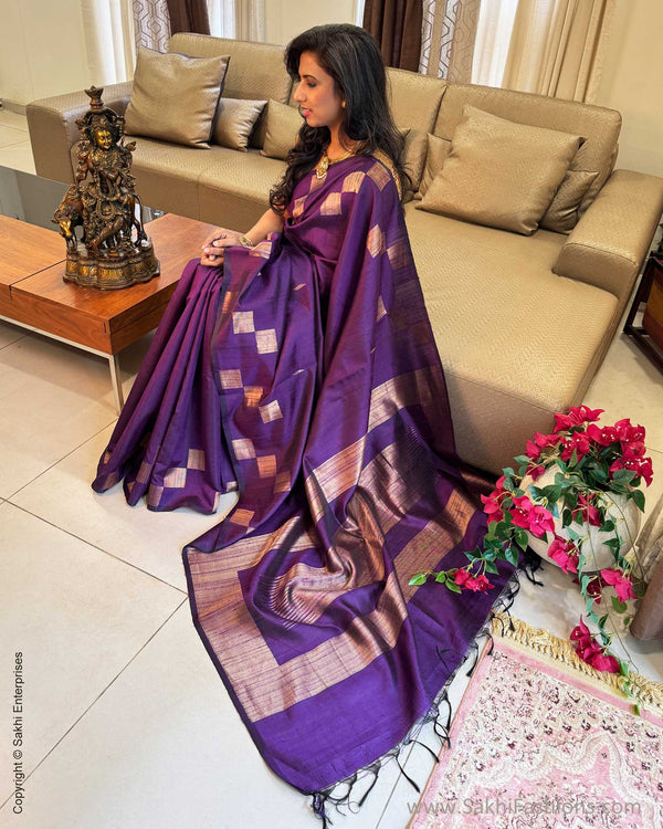 EE-Y04676 Purple Rawsilk sari