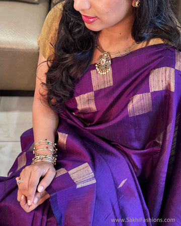 EE-Y04676 Purple Rawsilk sari
