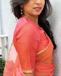 BL-Y03607 Peach Organza RBlouse