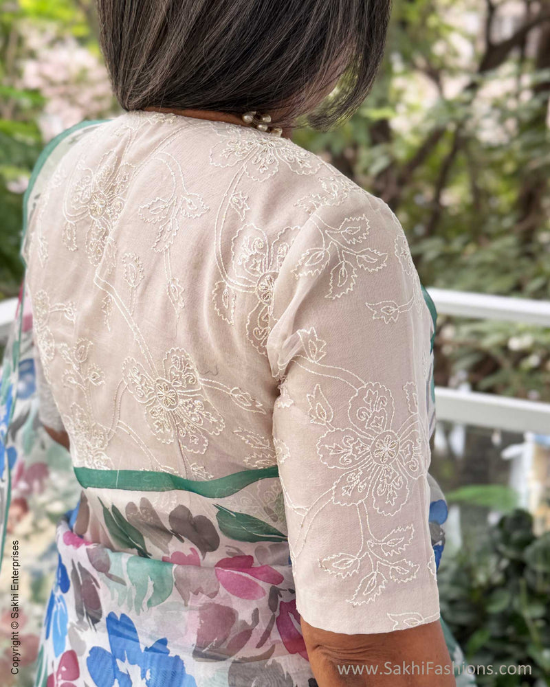 EE-Y04176 White Organza sari