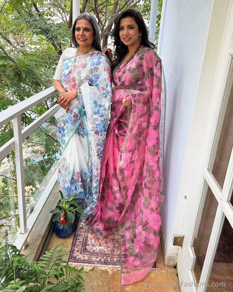 EE-Y04176 White Organza sari