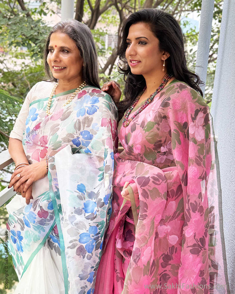 EE-Y04176 White Organza sari