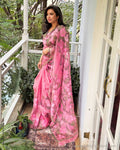 EE-Y04177 Pink Organza sari