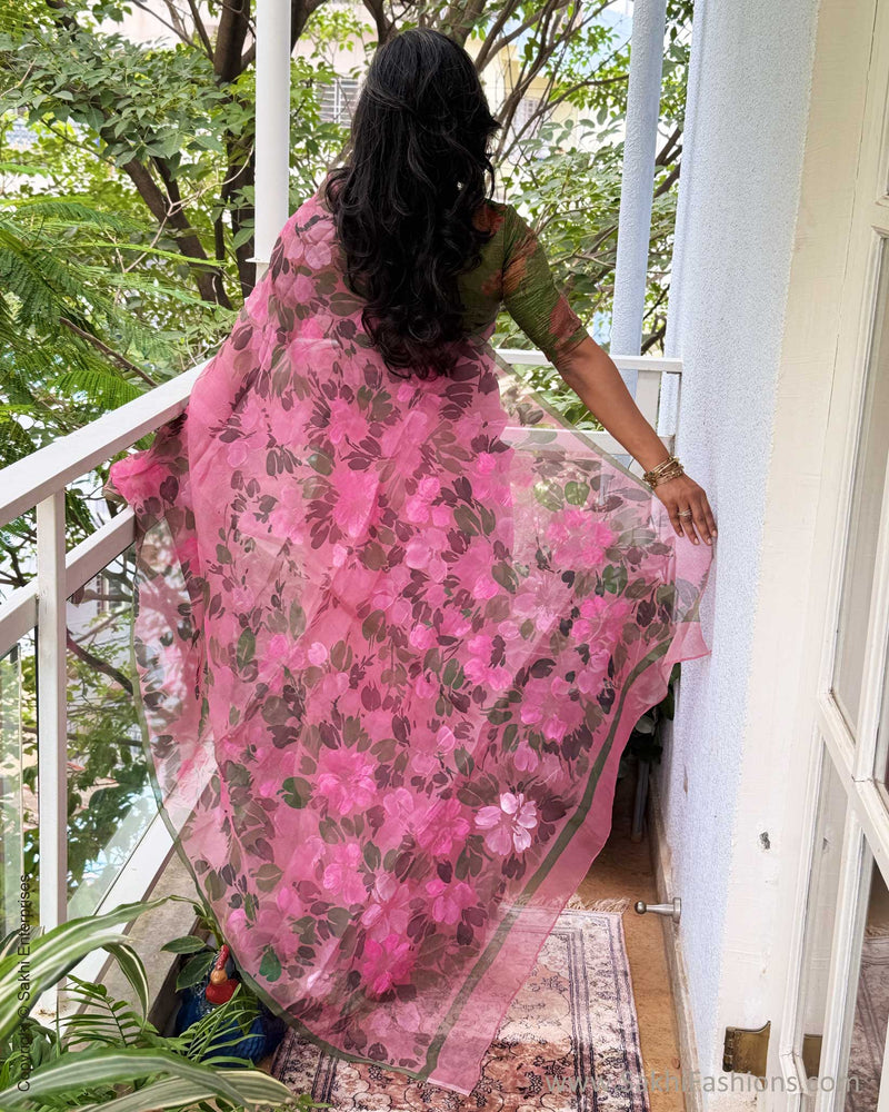 EE-Y04177 Pink Organza sari
