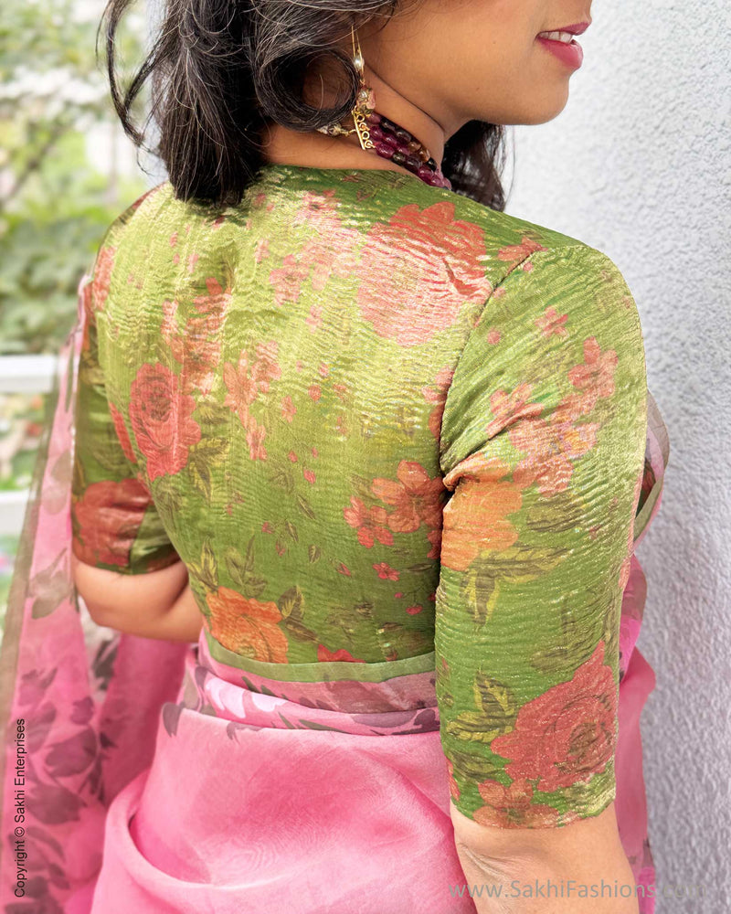 EE-Y04177 Pink Organza sari