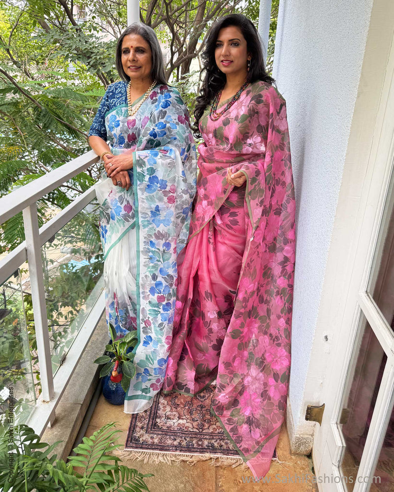 EE-Y04177 Pink Organza sari