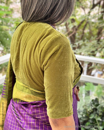 EE-Y04659 Purple Green Rawsilk sari