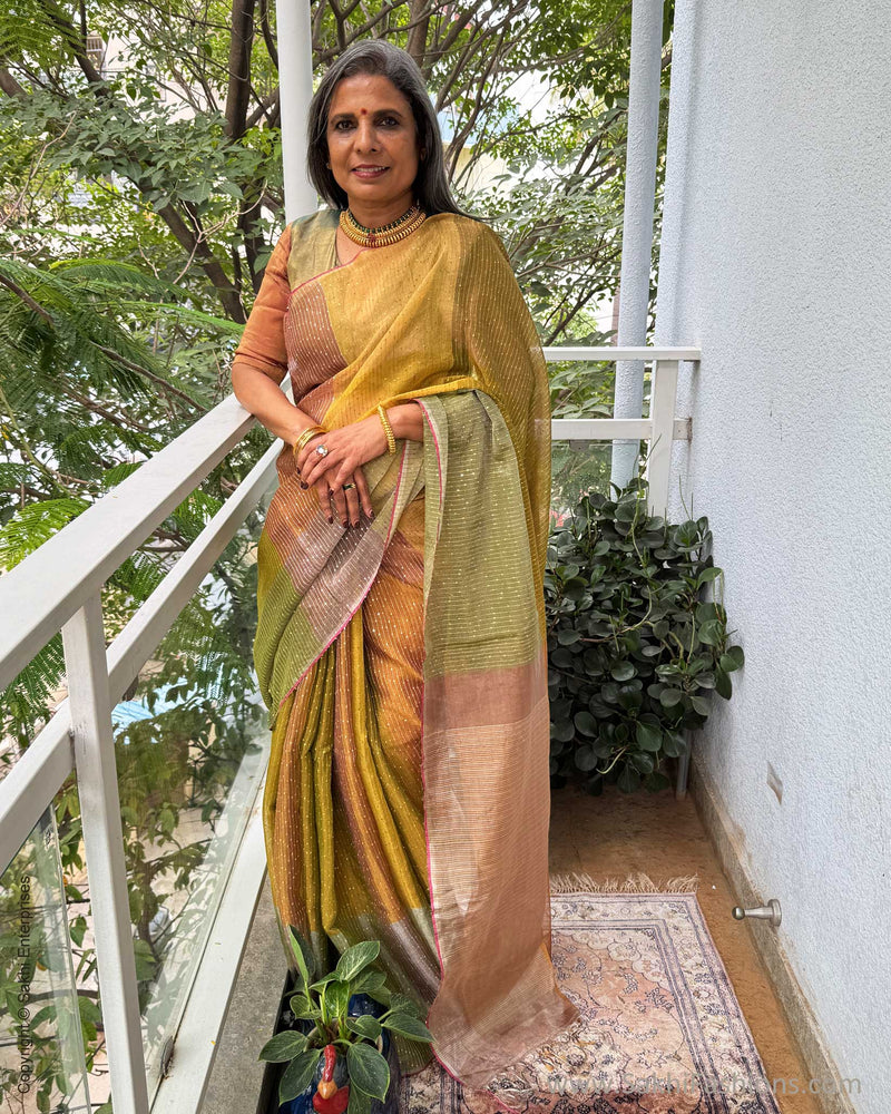EE-Y03706 Green Tissue Sari
