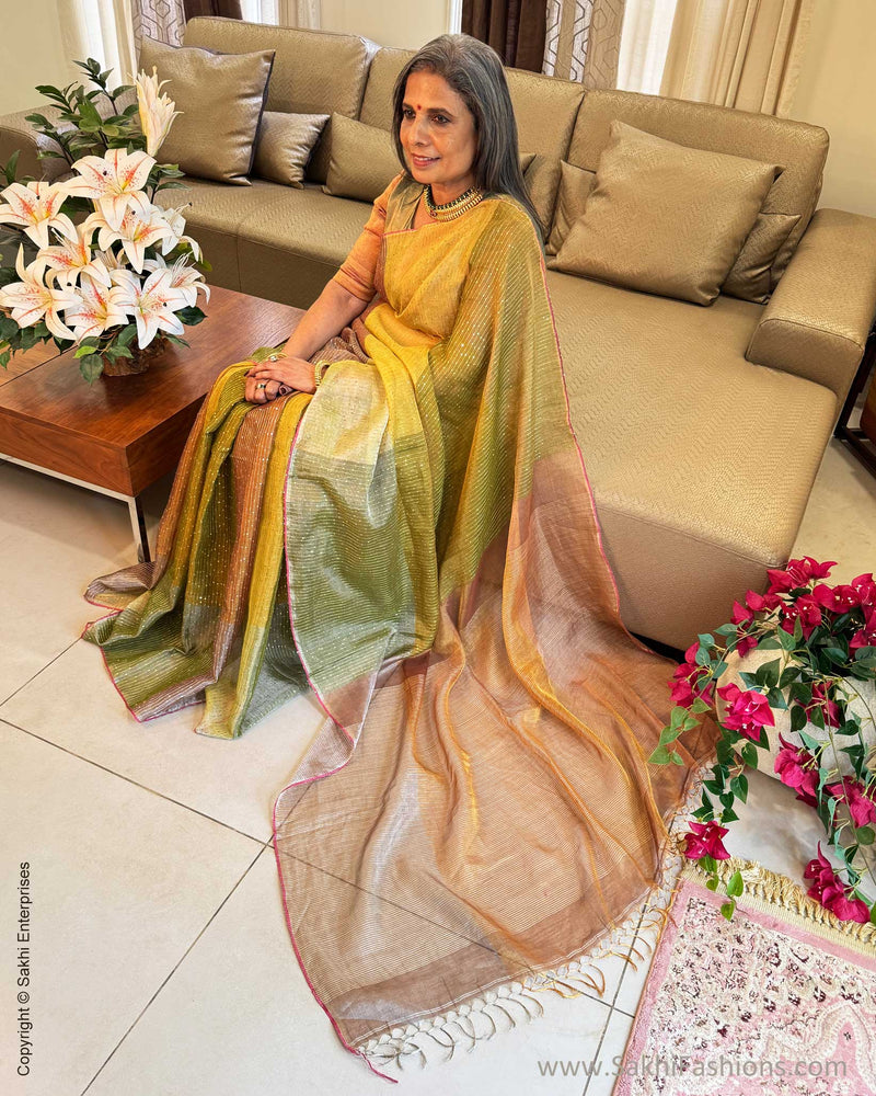 EE-Y03706 Green Tissue Sari