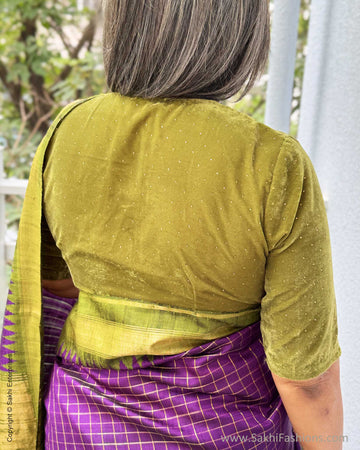 EE-Y04659 Purple Green Rawsilk sari