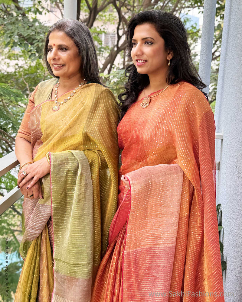 EE-Y03703 Red Tissue Sari