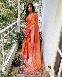 EE-Y03703 Red Tissue Sari