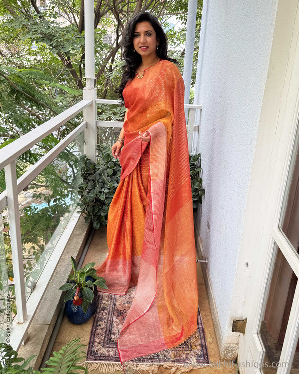 EE-Y03703 Red Tissue Sari