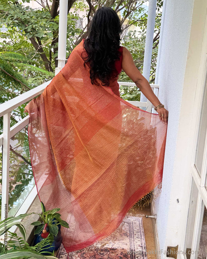 EE-Y03703 Red Tissue Sari