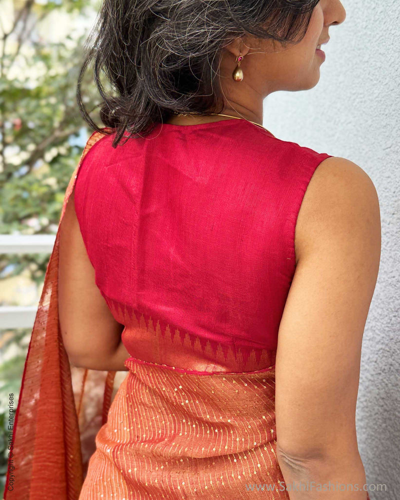 EE-Y03703 Red Tissue Sari