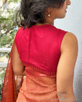 BL-W09179 Red Raw Silk Blouse