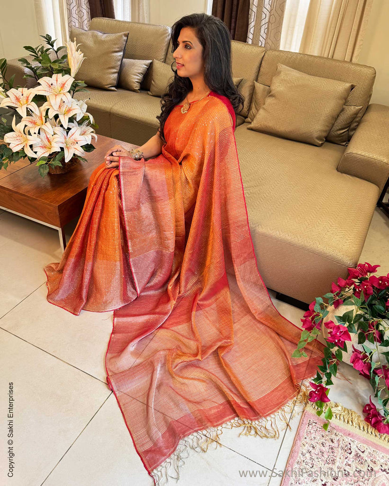 EE-Y03703 Red Tissue Sari